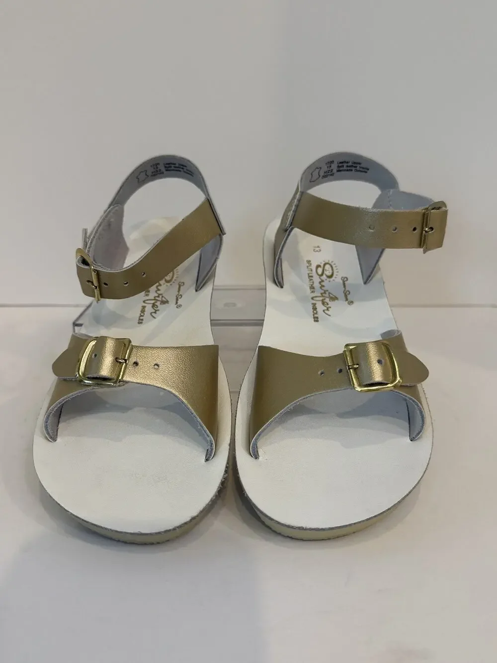 Sun San Surfer Sandals Gold Buckle Strap Size 13
